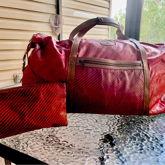 Gucci Boston Rigate Line Vintage Red/Brown Travel Bag